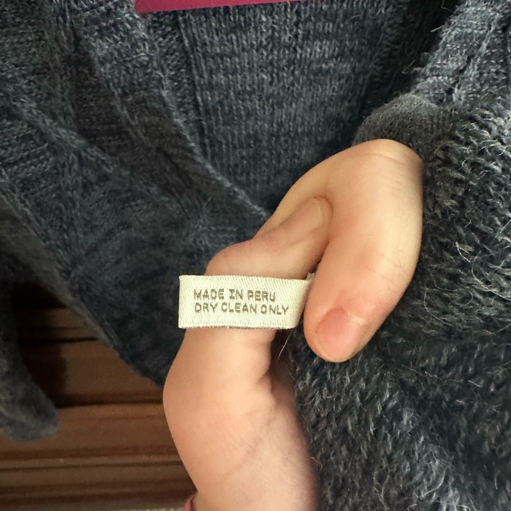 Alicia Adams Alpaca cable cardigan duster in blue 100% baby alpaca - Picture 7 of 10